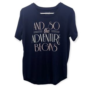 Cold Crush And so the Adventure Begins Graphic Tee Shirt Size Medium Blue
